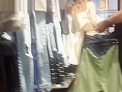 A Young Woman Upskirt In Light Lacy Dress