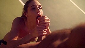 Abella Danger screwed outdoors on basketball court