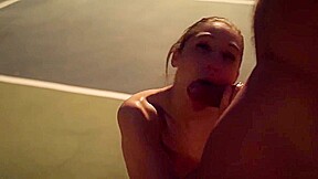 Abella Danger screwed outdoors on basketball court