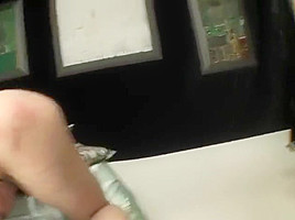Alluring golden-haired teenager 18+ is giving a blowjob