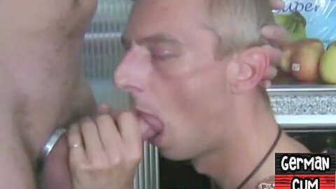 Amateur German gay in leather pants fisted in bareback orgy