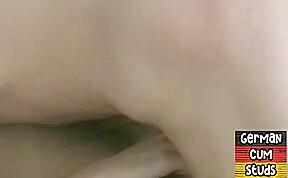 Amateur barebacked German gay fucked and jizzed by BFs cock