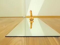 Amateur crossdresser fucking a dildo