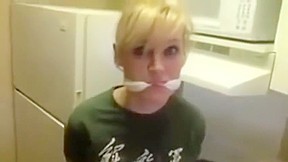 Amatuer tied girl hops to escape