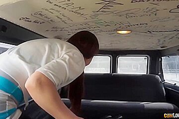 Amazing brunette with big tits, Tina Kay got fucked in the back of a van