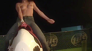 Amazing girls ride a mechanical bull