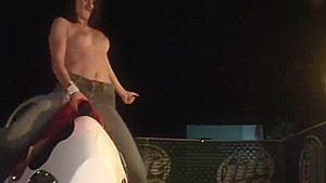Amazing girls ride a mechanical bull