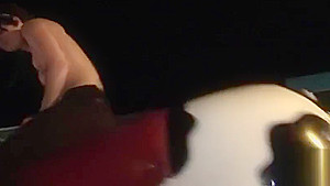 Amazing girls ride a mechanical bull