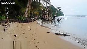 Ameteur Tiny teen 18+ Heather Deep at the beach give deepthroat
