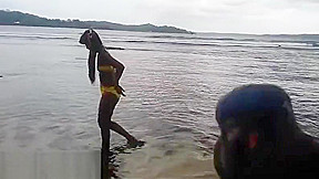 Ameteur Tiny teen 18+ Heather Deep at the beach give deepthroat