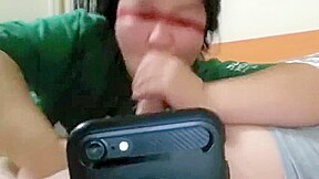 Asian COCKSUCKER throats and swallows a huge load before bed