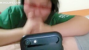 Asian COCKSUCKER throats and swallows a huge load before bed