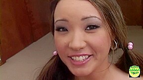 Asian Girl In Stockings Dirty Talk To A Guy While Drilling Her Tight Pussy