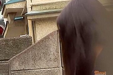 Asian has her pubic hair pulled out during skirt sharking