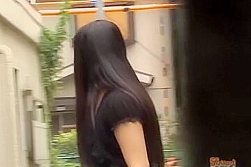 Asian has her pubic hair pulled out during skirt sharking