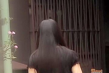 Asian has her pubic hair pulled out during skirt sharking
