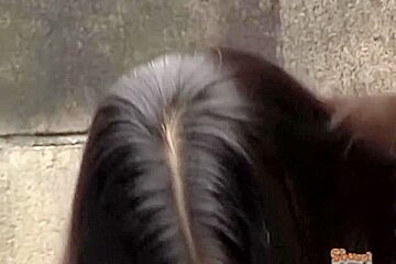 Asian has her pubic hair pulled out during skirt sharking