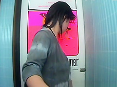 Asian woman spied by multiple cams showering