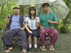 B3F1802- in the raining woods moans on workers' cocks