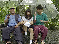 B3F1802- in the raining woods moans on workers' cocks