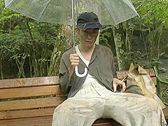 B3F1802- in the raining woods moans on workers' cocks