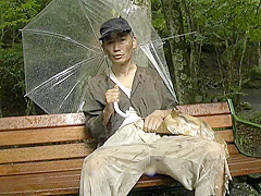 B3F1802- in the raining woods moans on workers' cocks