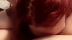 BBW REDHEAD SUCKS MY DICK AND BALLS AND TAKES A LOAD IN HER MOUTH