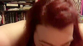 BBW REDHEAD SUCKS MY DICK AND BALLS AND TAKES A LOAD IN HER MOUTH
