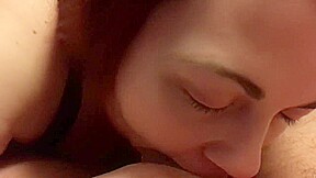 BBW REDHEAD SUCKS MY DICK AND BALLS AND TAKES A LOAD IN HER MOUTH
