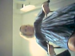 Babe in change room in jeans, skirt and only panty