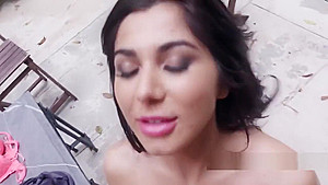 Badass girlfriend rides huge cock at pool