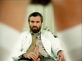 Bearded doctor being sucked by nurse