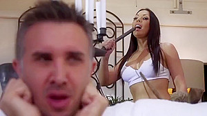 Beauteous natural breasty MILF Angelica Raven got a sperm shot on her face