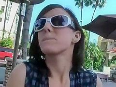Beauty masturbates under the table at restaurant