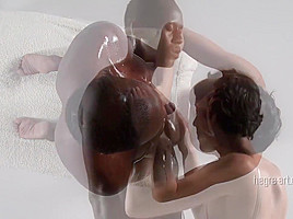 Big black cock getting an erotic massage