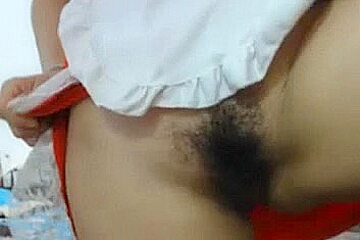 Big breast hairy pussy Asian teases on cam