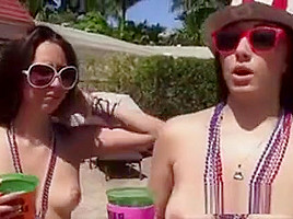 Bikini Babes Sharing Cock Outdoors