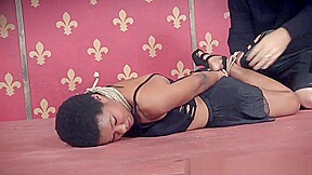 Black Bdsm Sub With Bigtits Tied In Trio