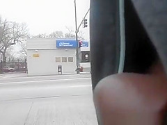 Black man stroking in public