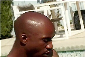 Black muscle studs fucking in the pool