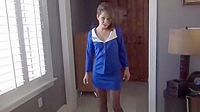 Black pantyhose footjob