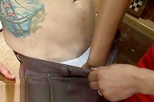Black tranny in pantyhose fucks student 18+