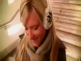Blond german Sucks in Public Night