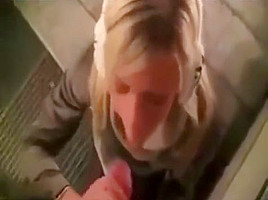 Blond german Sucks in Public Night