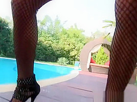 Blonde Babe In Bikini Fucked Raw Poolside
