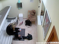 Blonde Girl Caught Is Solarium