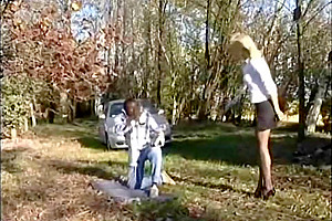 Blonde TS Fucks Black Man From Park
