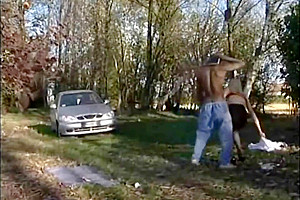 Blonde TS Fucks Black Man From Park