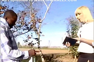 Blonde TS Fucks Black Man From Park