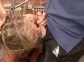 Blonde Whore Fucking In Both Holes